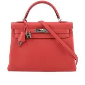 【PChome 24h購物】HERMES Togo皮 銀釦 Kelly 32cm_展示品 (牡丹紅) H028747CK 2R R99N