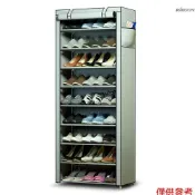 簡易鞋架多層鋼管自由組裝防塵家用省空間學生宿舍收納經濟型鞋櫃 十層九格拉鍊款銀灰色