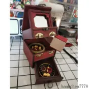 臺灣爆款國風仿古首飾盒老式百寶盒帶鏡梳妝復古風格桌面收納木質女生禮物