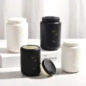 路寶遠山小號寵物骨灰紀念罐 粗陶磨砂茶葉儲物罐 便攜旅行小茶倉 d8012