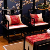 【滿額免運】新中式紅木沙發防滑坐墊  中國風刺繡沙發抱枕椅墊桌旗羅漢床墊