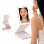 (店+)【CHIEMI】化妝鏡 隨身鏡 鏡子化妝鏡 小鏡子 化妝鏡帶燈 LED 折疊 隨身 旅行