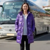 全新 愛德恩 極簡風格長版羽絨外套 藍紫色/EDWIN羽絨外套