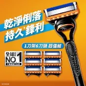 【Gillette 吉列】Fusion 鋒隱系列手動刮鬍刀1刀架6刀頭 – Momo獨家超值組合 (男仕/ 除毛)