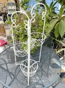 ~＊歐室精品傢飾館＊~ 鄉村風 典雅 鍛鐵 鐵製  3格層次 白色 花架 花籃 擺飾 園藝 庭院(可收納)~新款上市~