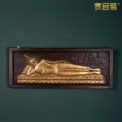 協貿國際日用品生活2館 東南亞風格木雕佛像掛板泰國進口柚木浮雕臥佛裝飾壁掛壁飾工藝品