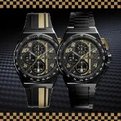 【BOMBERG】APEX 系列 APEX Carbon JP｜黑金傳奇計時碼錶(石英錶)