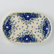 (店+)【波蘭陶】Vena青花涼夏系列橢圓形淺盤橢圓盤24x14cm波蘭手工製陶瓷餐盤水果盤 入厝禮 盤子 餐盤 碗盤