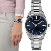【TISSOT 天梭】少女峰限定款 PR100系列 簡約時尚女錶-34mm/藍 情人節 送禮(T1502101104101)
