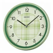 大高雄鐘錶城 seiko SK037 精工鐘 (QHA016M) 經典格紋圓形掛鐘 綠色 27.5cm｜樂天領券現折★全館特惠中★指定刷卡回饋10%