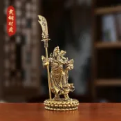 黃銅立刀關公關聖帝君騎馬關公擺飾工藝品客廳銅武財神關公像供奉神像玄關擺飾銅器藝品