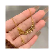 (店+)【彬彬甄選】925純銀項鍊女五帝錢幣電鍍黃金色ins小衆氣質高級感中式鎖骨禮物