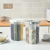 【好物良品】2.3L_日本五穀雜糧透明分裝罐分隔儲存罐(大容量儲物罐 防蟲防潮保鮮 密封罐 米桶 米壺 收納罐)