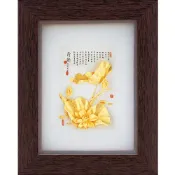 開運陶源雅鑑鑫品 【古香系列-荷香蓮花】純金箔畫 19 x 24 cm可掛於牆壁，後有腳架，也可以立在桌上