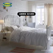 【品質保證】床架  上下床  雙人床  單人床  IKEA宜傢LEIRVIK萊爾維剋雙人床現代簡約鐵藝床輕奢公主床鐵架