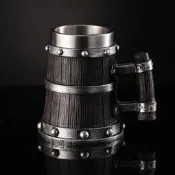 臺灣現貨新款德國木桶啤酒杯個性仿真大容量木桶酒杯歐洲復古酒吧馬克杯