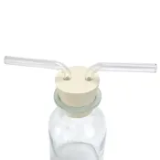(店+)SMARTHO 萬能瓶 125ml 玻璃洗氣瓶 氣體洗滌瓶 彎曲玻璃管 配雙孔橡膠塞 5-GWB125(過濾瓶 抽氣瓶 燒杯)