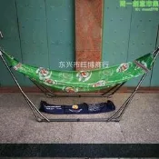 進口越南網床BanMai黑支架卡通迷彩吊床休閒床可摺疊架搖床1套裝