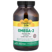 【iHerb】鄉村生活, 天然歐米伽-3，1,000 毫克，200 粒軟凝膠