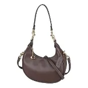 【COACH】COACH Jonie Bag 22皮革吊牌LOGO小牛皮拉鍊式手提/斜背月形流浪包(楓木褐)