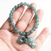 (店+)【EMMA SUE】手鍊串珠 招財貓手串 冰種玉 平安扣 新中式 招財納福 保平安 禮物 手工編織 小眾設計