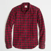 美國百分百【全新真品】J.Crew 襯衫 JC 上衣 長袖 休閒衫 工作衫 紅色 格紋 口袋 純棉 男 XXS XS C534
