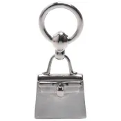 【Hermes 愛馬仕】經典Mini Kelly造型金屬絲巾扣環(銀色)