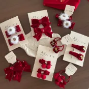 【馬年迎福】秋冬新款 新年紅福字毛球髮夾 中國風蝴蝶結發繩 馬年吉祥喜慶兒童頭飾 台灣包郵 春節拜年禮盒
