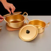 全球選品1館 生活百貨 韓式黃鋁泡麵鍋網紅雙耳煮麵鍋拌飯鍋辛拉麵鍋湯麵鍋螺螄粉鍋