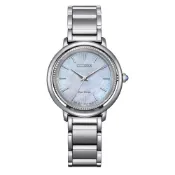 CITIZEN 星辰錶L系列 白蝶貝光動能女錶 不鏽鋼錶帶 31.2mm EM1100-84D 原廠公司貨保固2年