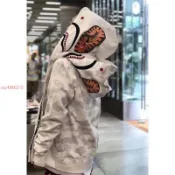 下殺 APE鯊魚外套雙帽夜光迷彩連帽ins男女學生情侶寬鬆開衫拉鏈衛衣 1208