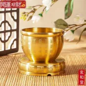 💰玄和緣堂💰✨創意黃銅米缸招財百福缸聚寶盆臥室客廳書房桌面擺件純銅百福水缸26.9.8 招財進寶 風生水起 招財流水