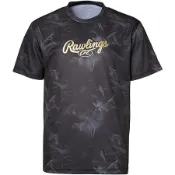 日本進口 Rawlings 熱昇華轉印 煙霧圖案 短袖運動T恤 排汗衫 練習衣 (AST14S02-B)黑
