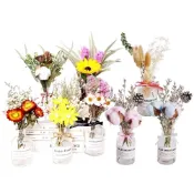 (店+)乾燥花卉玻璃瓶 (玻璃花瓶 乾燥花 兔尾草 乾花 棉花 桌面玻璃瓶 裝飾花瓶 拍照花束 擺拍 拍攝道具)