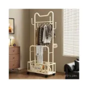 (店+)可移動床床邊晚上掛放衣服神器簡易雙桿掛衣架雙層衣帽架 落地吊衣桿 掛衣架 曬衣架 衣架