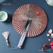 【國風折疊紙扇】古風流蘇女圓扇 漢服旂袍古典團扇 女式可收納扇子 磁吸扇 折疊扇子 古風折扇 扇子 團扇 古典扇