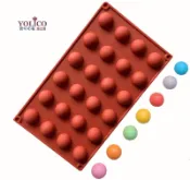 【悠立固】Y746 24連3D球形小半圓矽膠模巧克力乳酪球模 蛋糕烘焙模具 冰盒 冰塊布丁果冻軟糖模具食品級