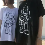 FINDSENSE服飾 FINDSENSE MD 日系 潮 街頭 男女 情侶裝 寬鬆五分袖 抱抱熊 短袖T恤 特色短T