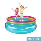 盒損全新福利品出清-INTEX 兒童圓形三色透明跳跳床/球池-寬203cm (48267NP)