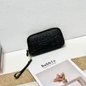 【巴黎精品】真牛皮零錢包真皮包包錢包短夾女包包手拿包女包包(玫瑰花壓紋手拎6色a1gb51)