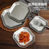 高品質🥇不鏽鋼餐盤 盤子 托盤 碗盤組 兒童餐盤 分隔盤 復古風做舊不鏽鋼小吃盤日式小吃盤涼菜碟正形甜品盤水果盤淺盤子