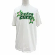  【DOKODEMO】成色極佳 ▼ GUCCI 24SS 776596 100% 純棉亮片圓領短袖T卹 白色 S碼 義大利製造 正品 男士