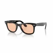 【RayBan 雷朋】方框太陽眼鏡/黑 粉鏡片#RB2140F 6014B-52mm