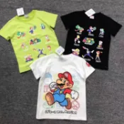 日本 動漫 Mario 瑪莉歐 瑪利歐 馬力歐 2025年夏新款卡通新款超級瑪麗兒童純棉短袖水印透氣卡通動漫T恤
