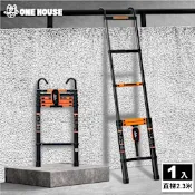 【ONE HOUSE】直梯2.3米 穩步多功能鋁合金加厚伸縮梯_1入 (摺疊梯/梯子/家用梯/室內梯/人字梯/A字梯/鋁梯)
