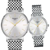 TISSOT 天梭 官方授權 EVERYTIME 經典簡約時尚對錶-T1434101101101+T1432101101101 聖誕節 禮物