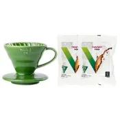 【HARIO】V60深蕨綠01彩虹磁石濾杯 附濾紙2包