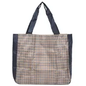 Aquascutum 超輕量品牌字母LOGO布標造型品牌圖騰托特購物包(卡其格系)