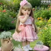 高仿真嬰兒重生娃娃手工植髮粉色公搪膠娃娃兒童陪伴玩偶