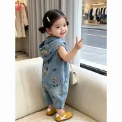 【滿印無袖連身褲】男女童夏天輕薄滿印無袖連身褲子2026新款兒童洋氣牛仔漁夫褲爬服
